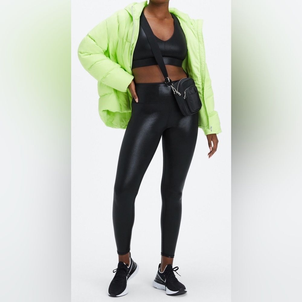 Fabletics Black Glitter Sparkly Define PowerHold High-Waisted 7/8 Legging